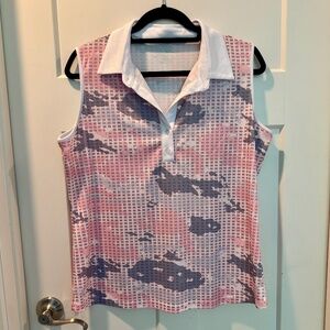 Jack Smith Sleeveless Golf Shirt, L, EUC, Pink/Gray